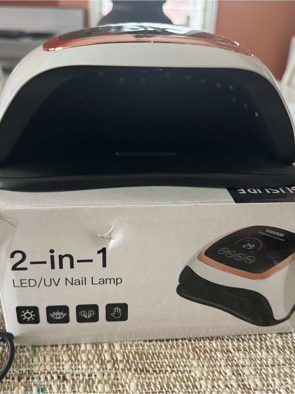 2-in-1 LED/UV Nail Lamp - White and Rose Gold